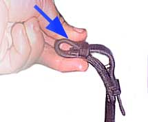 Opening hook stud with left hand alone